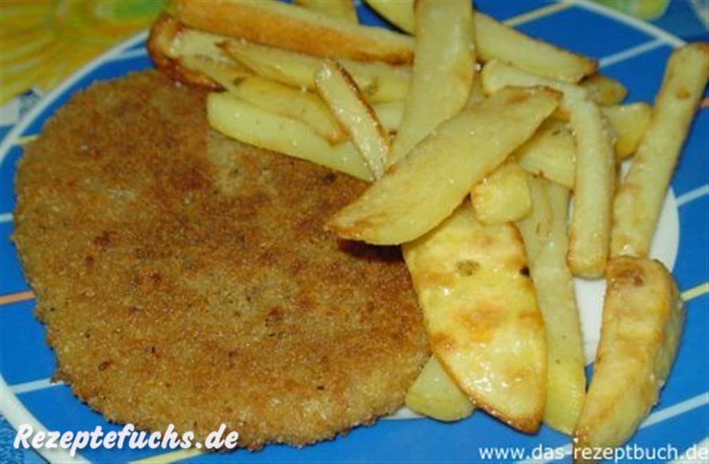 Weizenschnitzel mit Pommes