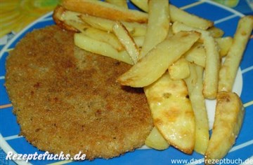 Weizenschnitzel mit Pommes